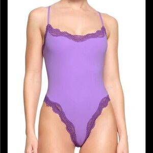 SKIMS Lavender Lace Trim Bodysuit